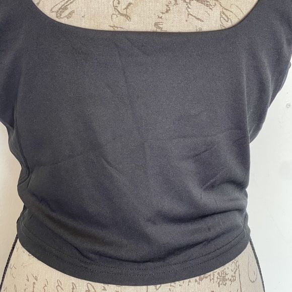 Womens Tank Top Size XL Stretch Crop Sleeveless Pleated Polyester Spandex Short - Picture 8 of 12